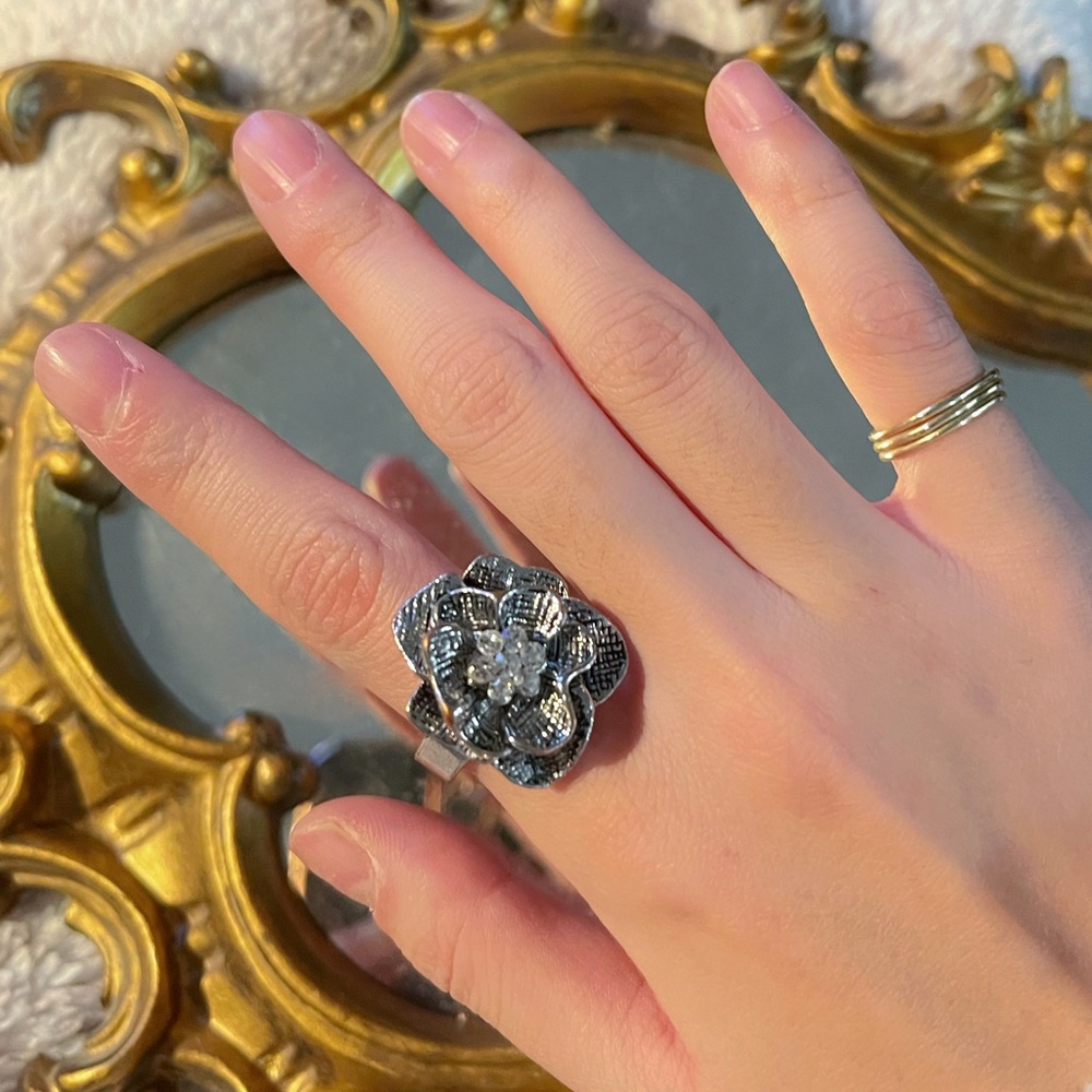✨Vintage Rhinestones Rose Ring Adjustable